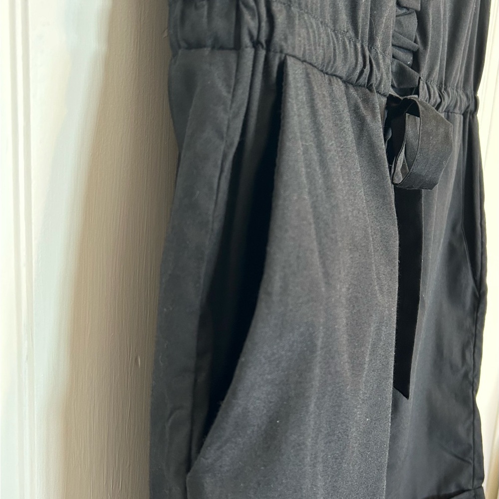 Black Ruffle Button-Up Romper - Picture 7 of 9